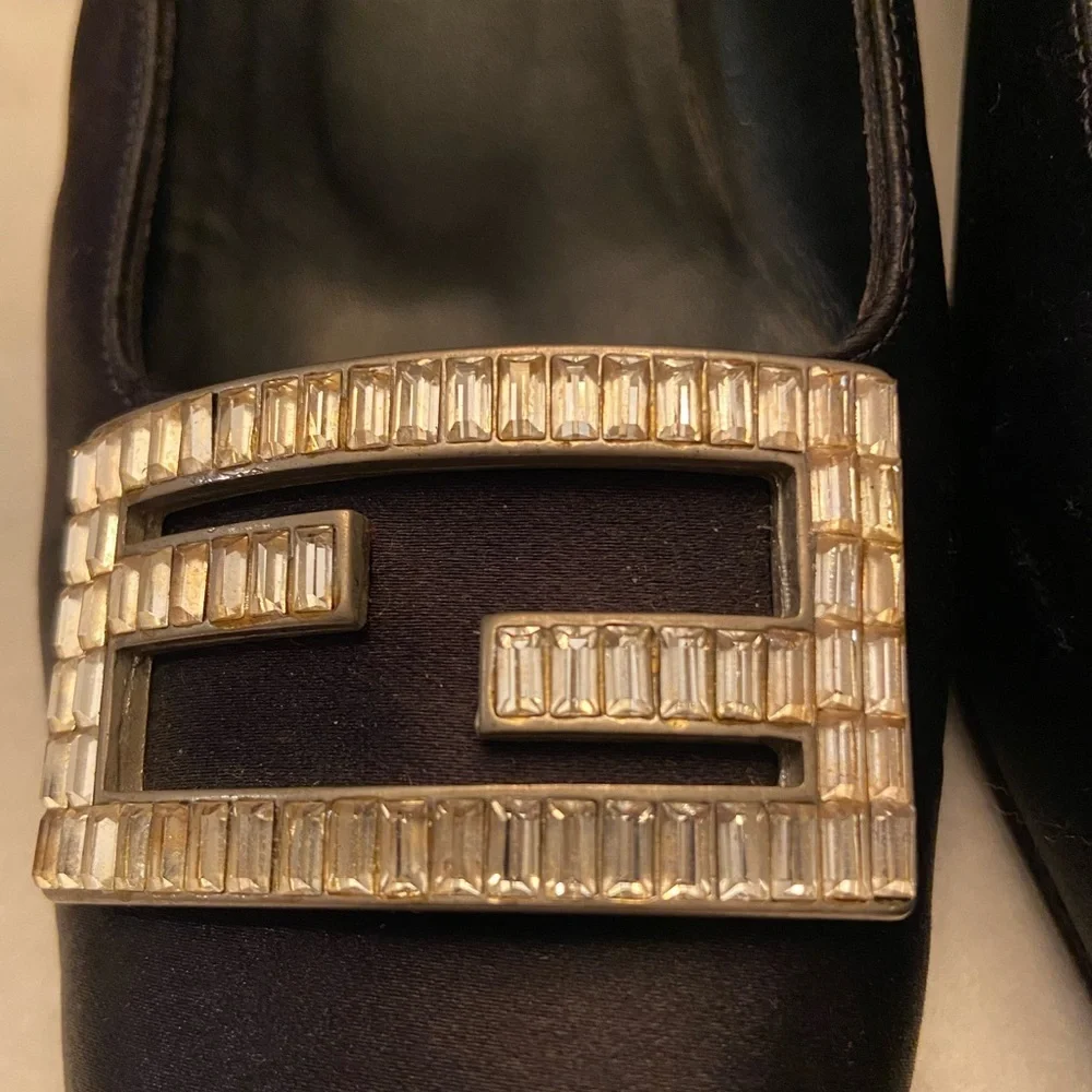 FENDI Black Satin Pumps with Rhinestone Buckle Size IT 36.5/US 6.5 - Picture 8 of 8